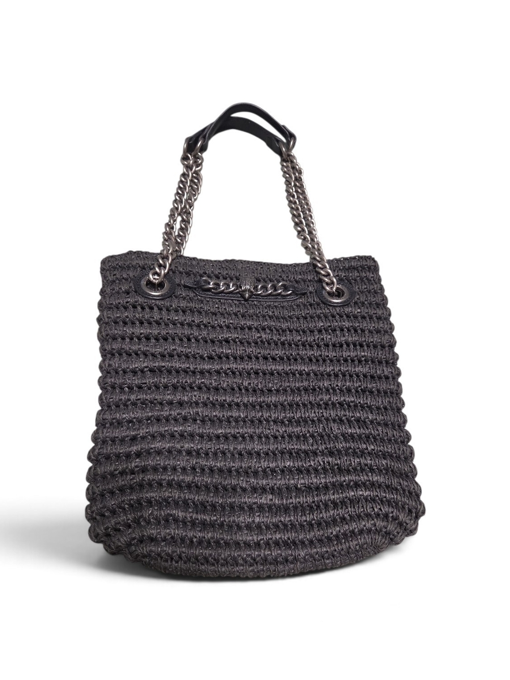 KURT GEIGER Black Woven Chain-Handle Tote Bag